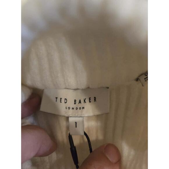 Ted Baker London Women's Ivory Chevron Knit Turtleneck Sweater Size 1 - Picture 6 of 7